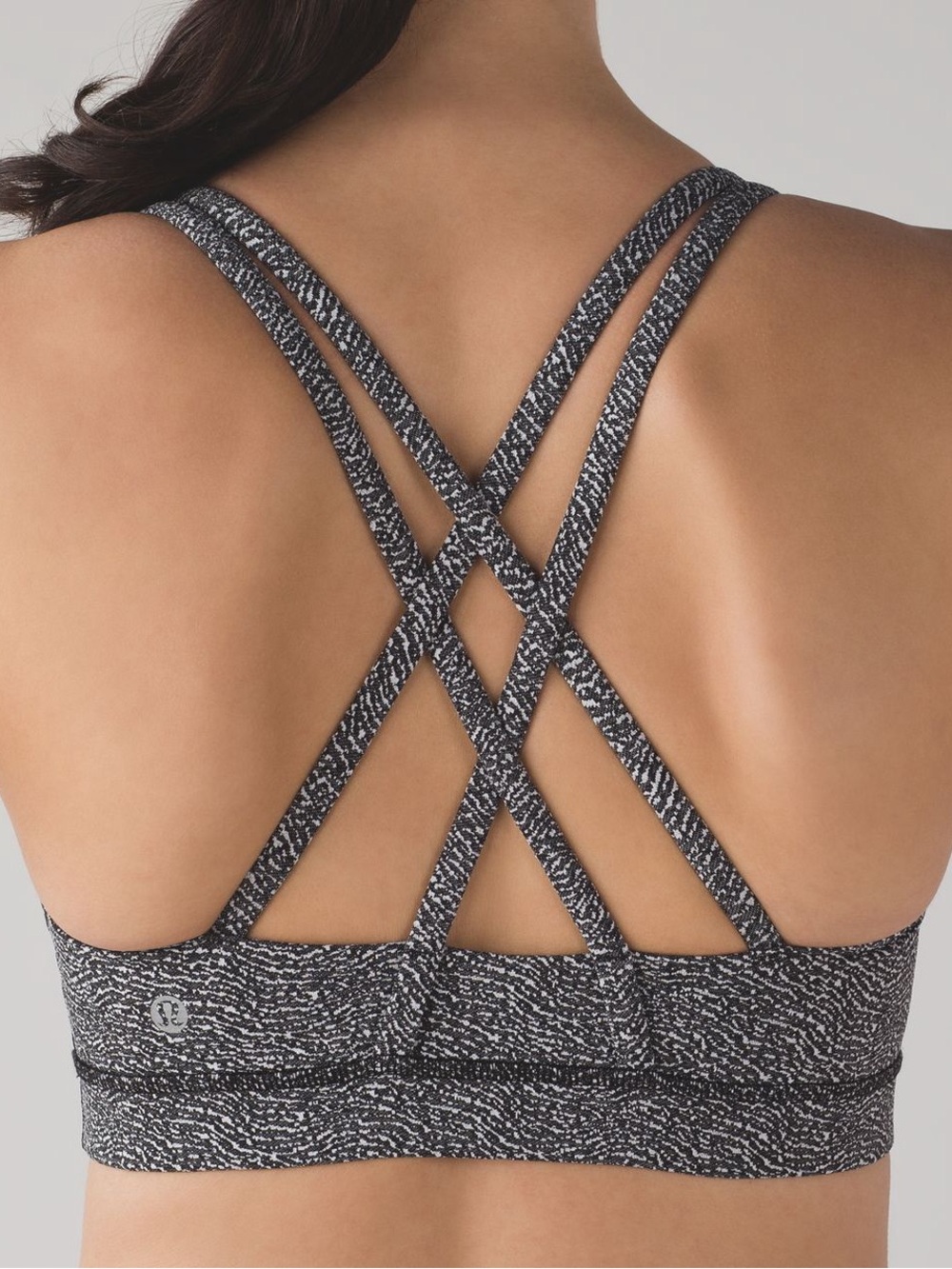 Lululemon Energy Strappy Cross Power Luxtreme Ripple Jacquard Black White
